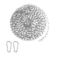 Long Chain 6m, 1.5mm Stainless Steel Chain Link with Carabiner, Metal Cable Chain, Small Chains for Gate, Long Metal Chains for Fences, Garage Doors