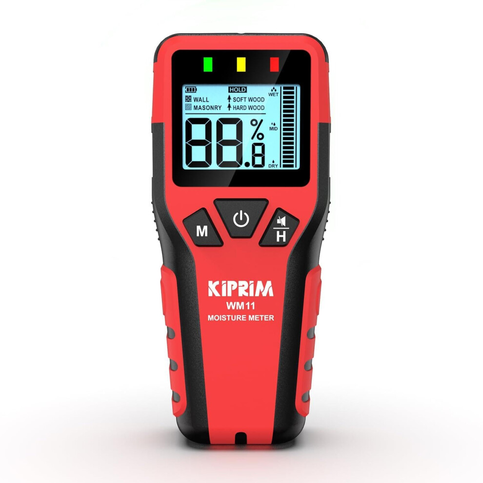 Kiprim Pinless Damp Meter Moisture Meter For Wood, Walls, Masonry Â Accurate Non-Destructive Testing With Audible And Visual Alarm, Data Hold, And M 5007331178526