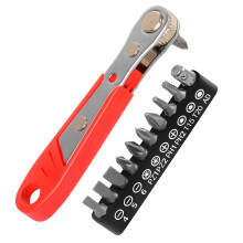 Gadom Mini Ratchet Wrench with Screwdriver Bits, Right Angle Magnetic Screwdriver PH2 1/4 Inch Ratchet Wrench Drive High Torque Offset Reversible