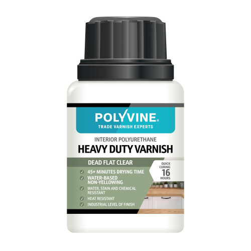 Polyvine Heavy Duty Interior Varnish Satin or Dead Flat Finishes – Quick Dry Varnish – Polyurethane, Water-Based