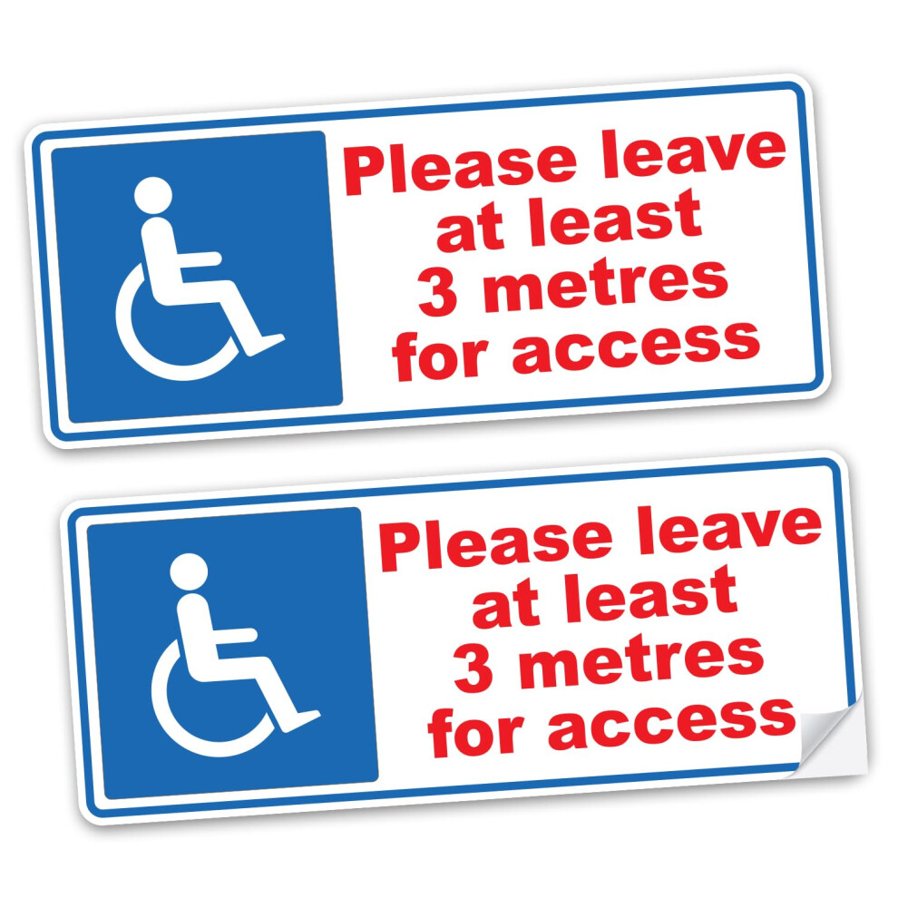 Safesign Disabled Please Leave 3 Metres For Access - Self Adhesive Vinyl Car Van Stickers For Vehicles Conforms To En Iso 7010:2012 5051226992445