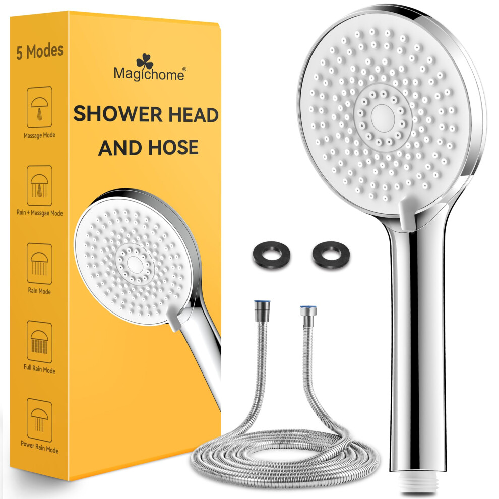 Magichome Shower Head And Hose 2M, Shower Head High Pressure With 5 Modes, Universal Handheld Showerhead To Increase Pressure 5051226896965