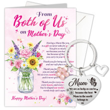 HOWAF Mothers Day Card from Both of Us, Happy Mother's Day Card from Both of Us, Daughter, Son, Husband, with Mum Keyring for Mum Gifts