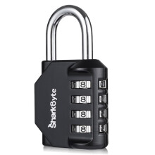 SharkByte Combination Padlock - 4-Dial Heavy Duty Combination Lock, Weatherproof Outdoor Lock Re-settable Combination Padlock for Gym, School, Locker