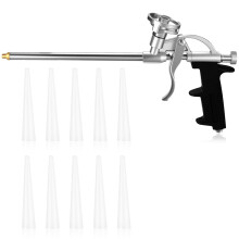 1 Pack PU Spray Foam Gun with 10 Nozzles, Foaming Sealant Dispensing Spray Foam Gun, Spray Thermal Insulation Application Applicator for Caulking