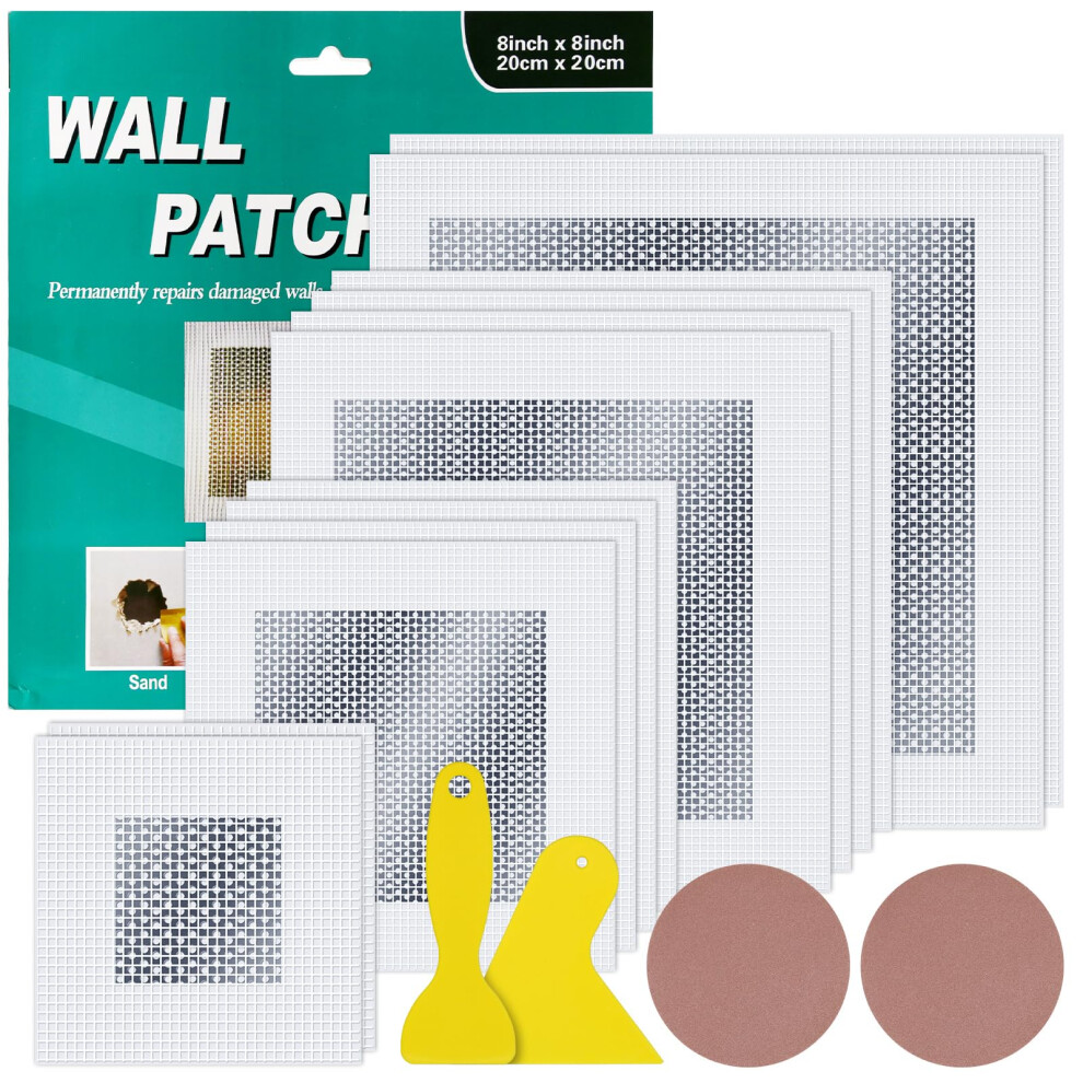 12Pcs Wall Repair Patch Kit, 2/4/6/8 Inch Drywall Patches Repair Kit, Self-Adhesive Plasterboard Patch Plaster Repair Kit Walls Hole Filler Patches 5051226949012