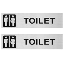 2 PCS Ladies Gentlemen Symbol Toilet Sign, Self Adhesive Washroom Men Women Sign 200 x 50mm, Aluminium Brushed Silver