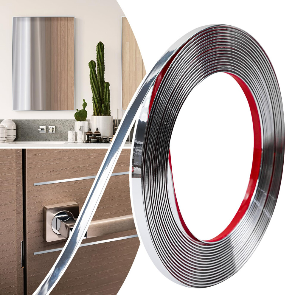 Jsiwoth 6M Peel And Stick Trim, Silver Waterproof Molding Trim For Walls Edges, Borders, Window Frames, Backsplash Tiles 5051226967023