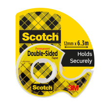 Scotch Double-Sided Tape, 1 Roll on Handheld Dispenser, 12 mm x 6.3 m - Clear Double Sided Tape, for Christmas Gift Wrapping and Holiday Supplies