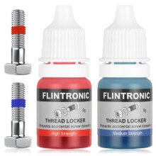 Flintronic Thread Lock Blue and Red, 2PCS 5ml Medium and High Strength Threadlocker, Locktight Threadlock Against Losening and Leakage