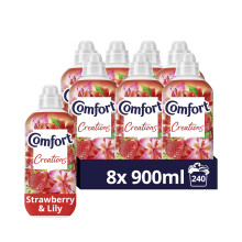 Comfort Creations Strawberry & Lily Fabric Conditioner with Stay Fresh technology for 100 days of freshness + fragrance* 8x 900 ml (240 washes)