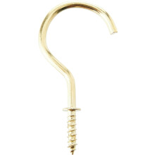 Merriway BH01115 (20 Pcs) EB Brass Plated Shouldered Cup Mug Hooks, 25 mm (1 inch) - Pack of 20 Pieces