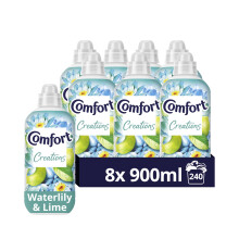 Comfort Waterlily & Lime Fabric Conditioner with Stay Fresh technology for 100 days of freshness + fragrance* 8x 900 ml (240 washes)