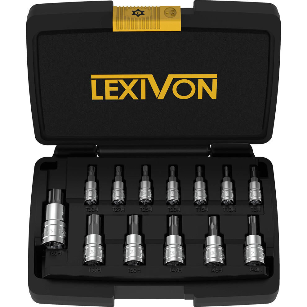 Lexivon Tamper Proof Torx Bit Socket Set, Premium S2 Alloy Steel | 13-Piece Security Star T8 - T60 Set | Enhanced Storage Case (Lx-146) 5051226920004