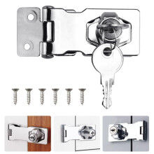 ADERTOS Keyed Hasp Lock Hasp and Staple with Padlock, Heavy Duty Shed Lock Door Lock Hasp Twist Knob Keyed Locking Hasp Safety Door Clasp Gate Lock