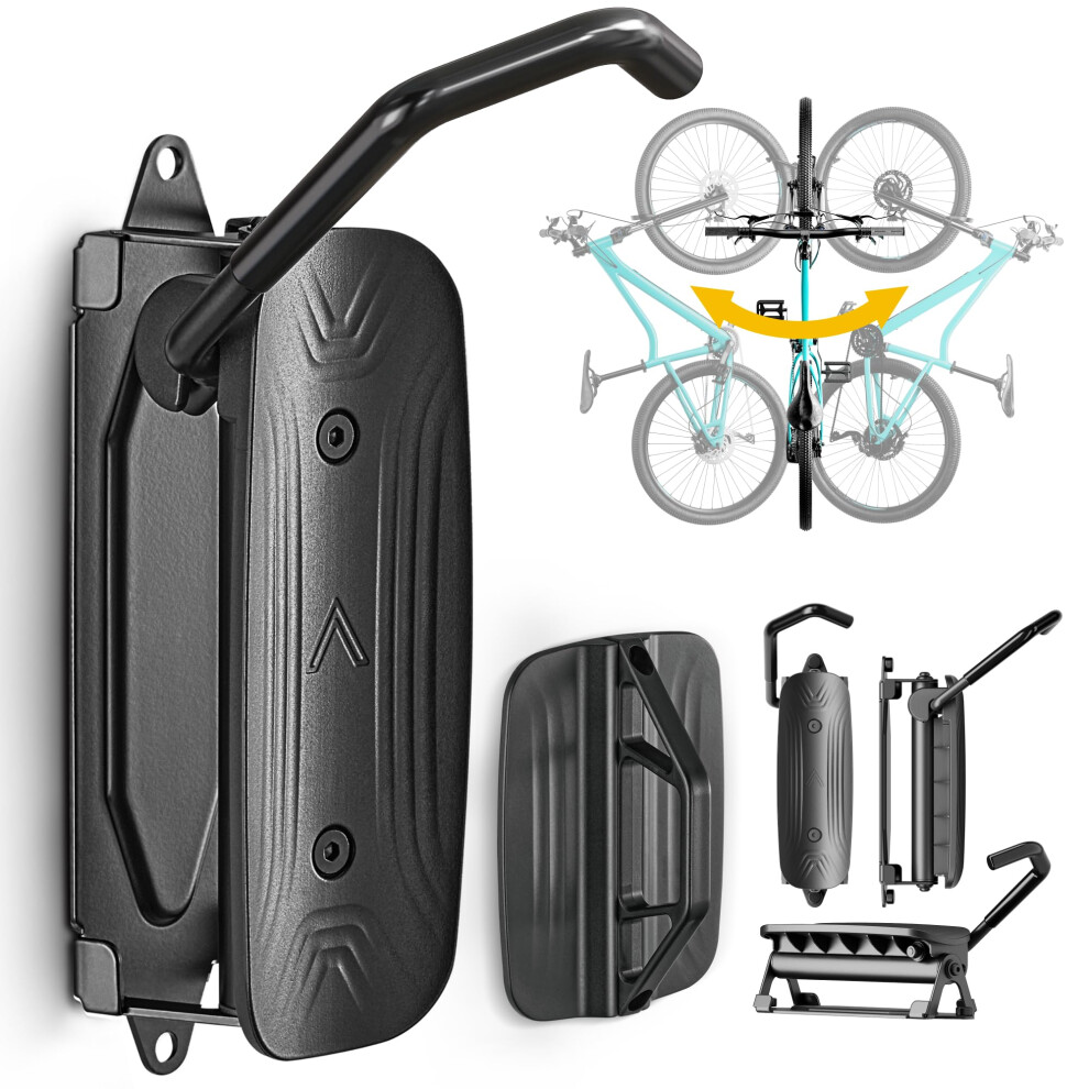 Montek Swivel Bike Wall Mount, Space-Saving Vertical Bike Rack, Holds Up To 30Kg, Heavy Duty Bike Hook For Garage/Shed, Bicycle Wall Mount For Mounta 5002679094699
