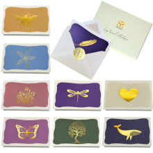 SETTINI Blank Note Cards,18 Pack All Occasion Assorted Greeting Cards, 9 Gold Foil Designs with Stickers and Envelopes 15 x 10 cm. For Thank You, Bir