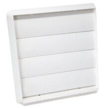 Kair White 150mm Gravity Wall Vent Grille - 150mm / 6 Inch Round Rear Spigot & 183mm Front Cover - Backdraught Prevention Shutter Flaps