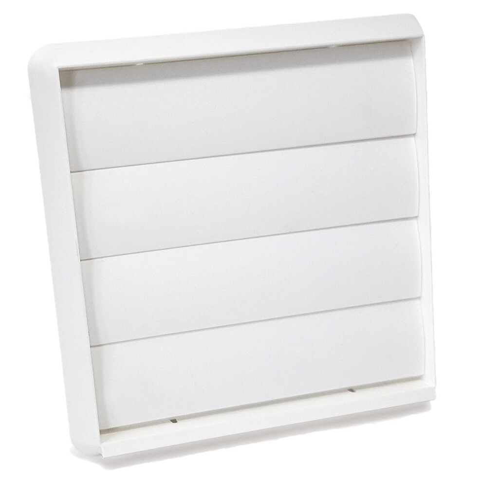Kair White 150Mm Gravity Wall Vent Grille - 150Mm / 6 Inch Round Rear Spigot & 183Mm Front Cover - Backdraught Prevention Shutter Flaps 5051226903144