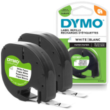 DYMO LetraTag Paper Labels | Authentic | 12 mm x 4 m Roll | Black Print on White Labels | Self-Adhesive Multipurpose Labels for LetraTag Label Makers