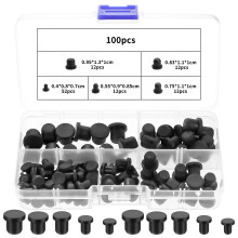 100 Pcs Silicone Hole Plugs, Black Silicone Rubber Plugs for Holes Assorted Sizes