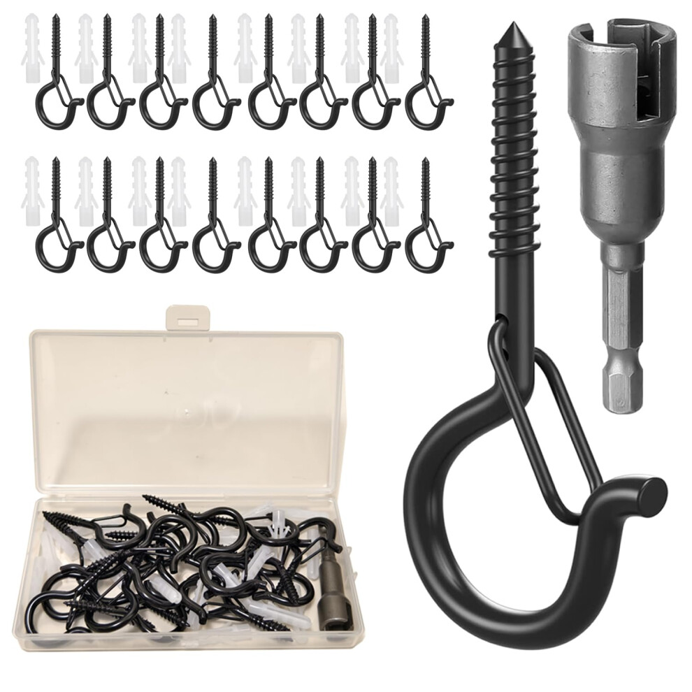 Uni-Fine 20 Pack Screw Hooks Outdoor Hooks For Light Eye Hooks Screw In Cup Hooks Wall Cabinet Ceiling Hooks With Safety Buckles Q-Hanger Hooks For P 5005886135094