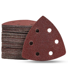 Multi Tool Sanding Pads, 60Pcs 93mm Triangle Mouse Sander Pads, Durable 6 Holes Electric Sander Sandpaper (60/120/180/240/320/400 Grits)