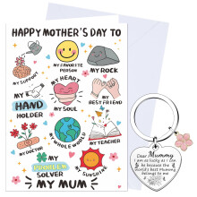 XINDY Mothers Day Card, Cute Thoughtful Mothers Day Cards For Mum Mummy, Happy Mother's Day Card Keyring Mummy Gifts From Kids Son or Daughter with