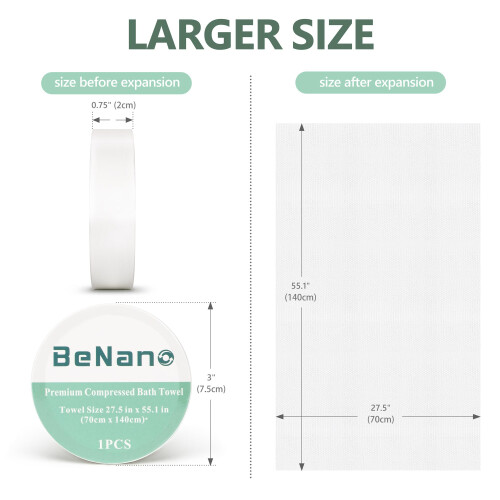 Benano Premium Compressed Towel Tablets - 55.1" x 27.5" Large Bath 1