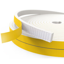 Draught Excluder for Doors Windows, 10 mm(W) x 6 mm(T) x 10M (L) Self Adhesive Foam Tape Draft Sealing Strip Weather Stripping for Gap Seal White
