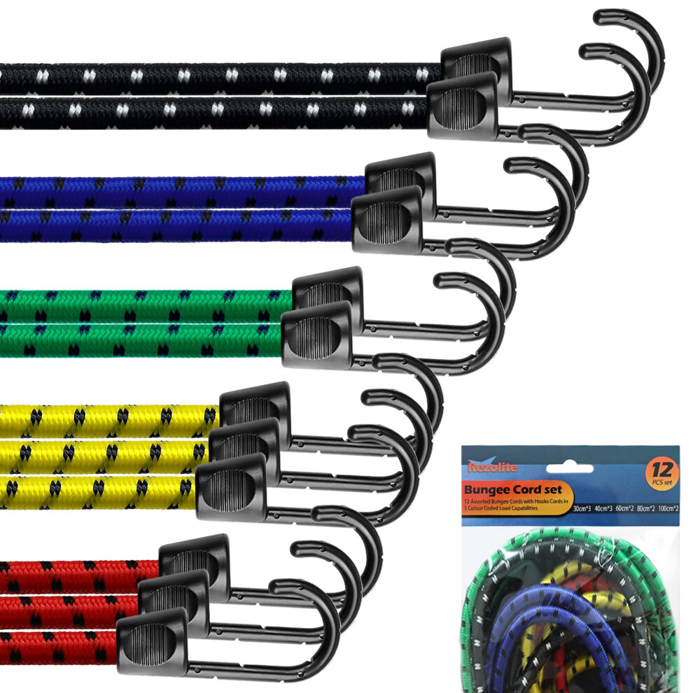 Bungee Cords With Hooks Â 12Pcs Heavy Duty Bungee Straps For Caravan, Camping Rvs, Trunks, Camping Gear, Tarps, Garden Furniture, Trailers, Diy & Ou 8731345551040