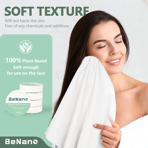 Benano Premium Compressed Towel Tablets - 55.1" x 27.5" Large Bath 2