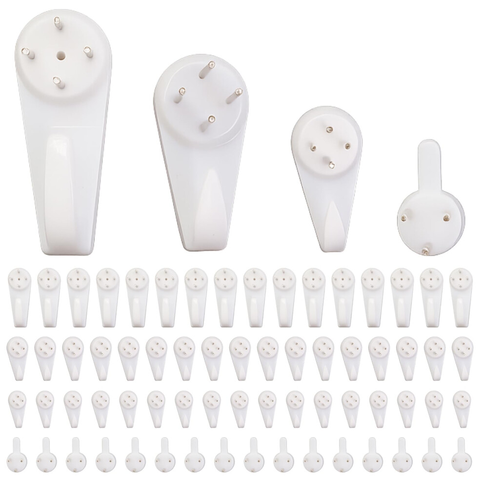 100Pcs Non-Trace Picture Hooks For Hard Wall, Assorted Picture Hangers Set With 25Pcs Each Of Small, Medium, Large & Extra-Large Hooks 5051226948558