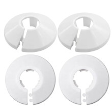 4 Pcs White Radiator Pipe Covers – Durable 15mm Pipe Collars for Neat Finish, Ea