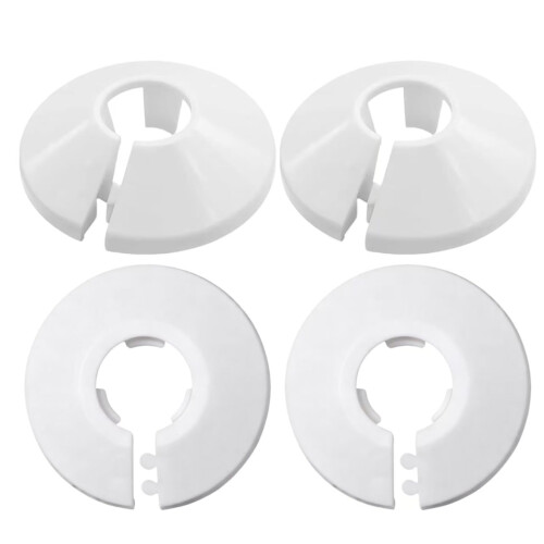 4 Pcs White Radiator Pipe Covers – Durable 15mm Pipe Collars for Neat Finish, Ea