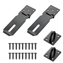 4 Inch Heavy Duty Padlock Hasp and Staple, Stainless Steel Shed Lock Door Latch with Screws for Gates, Doors, Cabinets, Garden Sheds (Black)