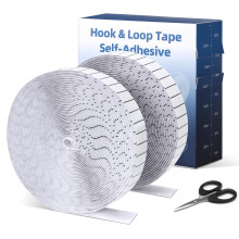Euqvunn Hook and Loop Tape 2 Rolls (8m x 2cm), Hook and Loop Strips Self Adhesive with Scissors and Grid Backing