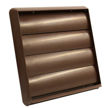 Kair Brown 150mm Gravity Wall Vent Grille - 150mm / 6 Inch Round Rear Spigot & 183mm Front Cover - Backdraught Prevention Shutter Flaps