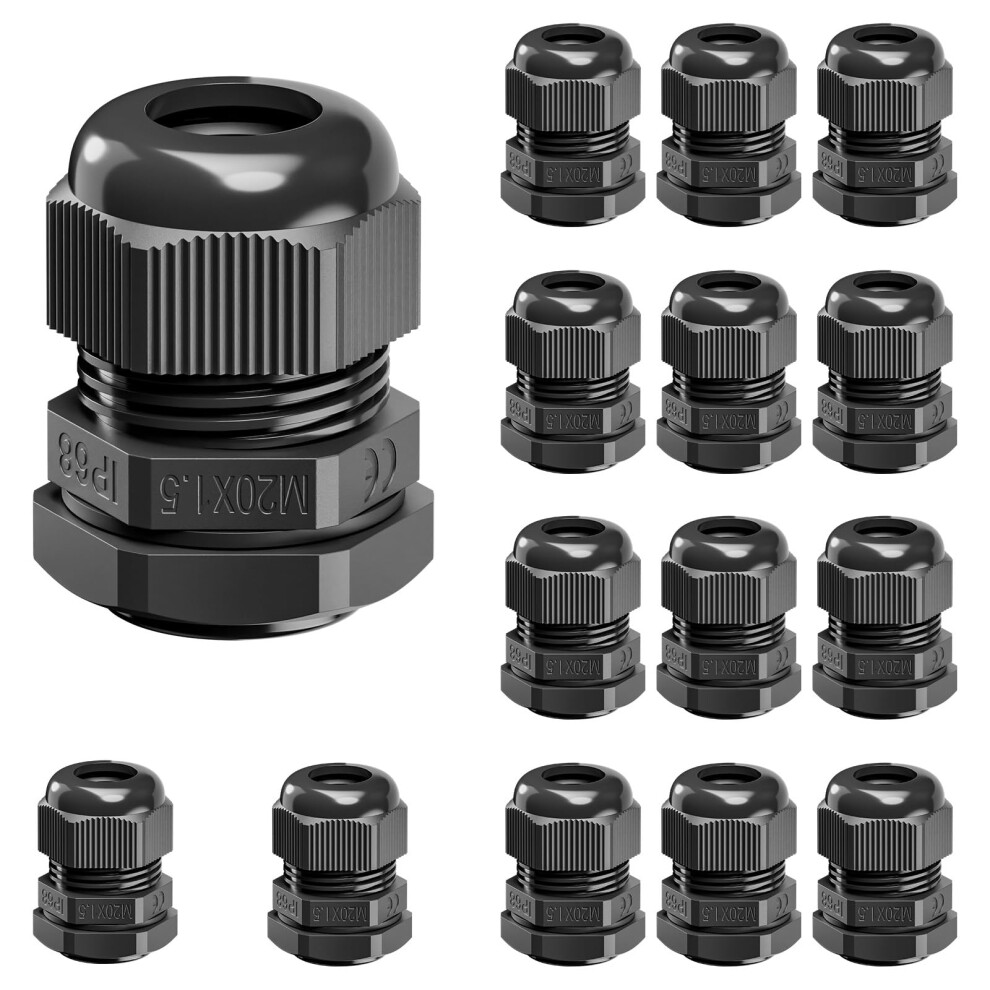 Vcelink 5Pcs M20 20Mm 1.5 Ip68 Waterproof Cable Glands, Nylon Cord Connectors, Wire Entry For Outdoor Wiring, Strain Relief Wire Grommets 5051226959226