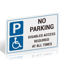 No Parking Disabled Access Sign – 300x200mm PVC Rigid Plastic, UV Printed, Weatherproof, Matte Finish, Self-Adhesive & Pre-Drilled for Outdoor Use