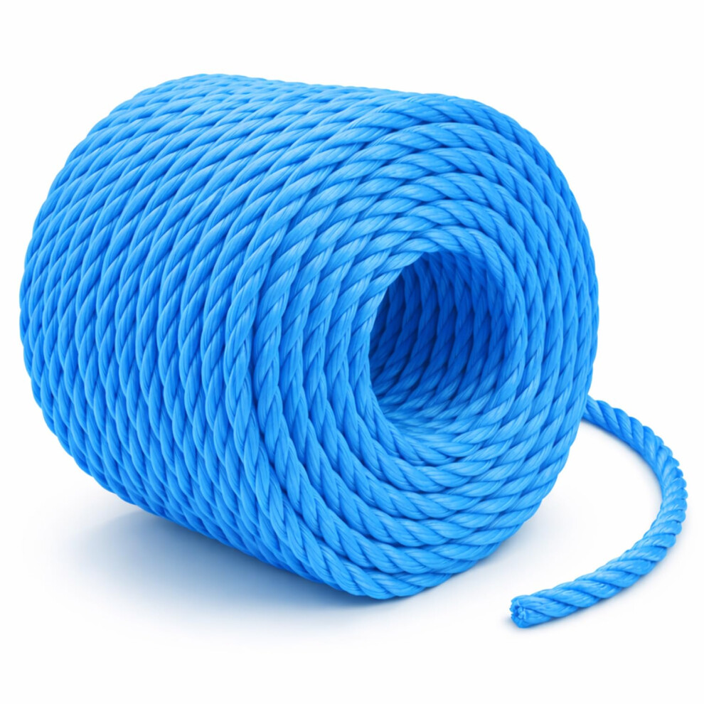 Flatro Blue Polypropylene Rope 30 Meter Long 8Mm Strong Cord 885Kg Breaking Load Capacity | Hard Wearing 3-Strand Strong Rope 5051226994067
