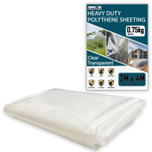 Plastic Sheeting Heavy Duty Thick 2 X 4M Thickened 0.75KG Clear Polythene Sheet Waterproof Garden Polytunnel Membrane Greenhouse Cover Dust Sheet