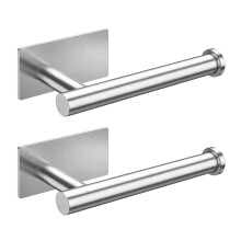 GlazieVault Self Adhesive Toilet Roll Holder Pack of 2 – SUS304 Stainless Steel Stick On Toilet Paper Holder, No Drill Bathroom Toilet Roll Holder