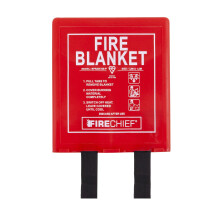 Firechief Premium Kitemarked Fire Blanket 1.2 m x 1.2 m, Rigid Case, Red - Fully Coated Fire Blanket for Home - Kitemark Certified to BS EN 1869 - BP