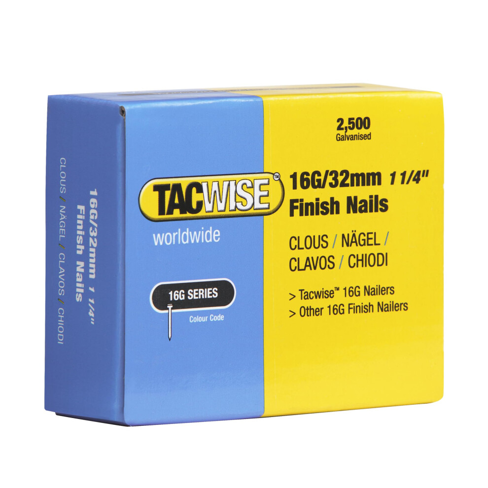 Photos - Tool Kit Tacwise 0294 Type 16G / 32 mm Galvanised Finish Nails, Pack of 2500, Silver 