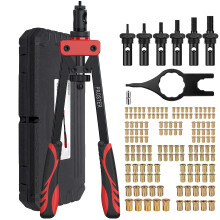 Proster Rivet Nut Tool 14" - Rivet Nut Pliers Set, Heavy Duty Rivnut Tool Kit with 150PCS Rivet Nuts and M3 M4 M5 M6 M8 M10 6 Metric Mandrels
