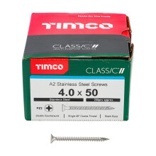 TIMCO Classic Multi-Purpose Screws - 4.0 x 50 - A2 Stainless Steel - Box of 200