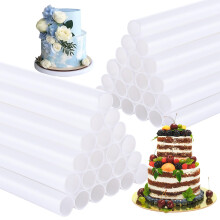ASelected 50PCS Cake Dowels, 24cm/9in Plastic Cake Dowels for Tiered Cakes, White Cake Support Rods Cake Dowel Rods for Tiered Cake Construction and