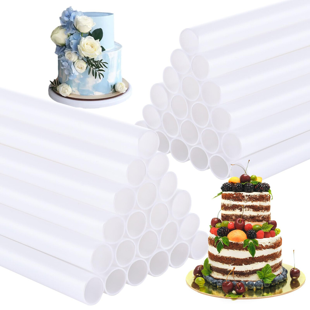 Aselected 50Pcs Cake Dowels, 24Cm/9In Plastic Cake Dowels For Tiered Cakes, White Cake Support Rods Cake Dowel Rods For Tiered Cake Construction And 5051226899195