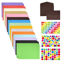 ADERTOS 75 PCS Coloured Envelopes 15 Colours Medium Colourful Envelopes Premium Envelope Multi Color Gift Envelope with 3 Sheets Stickers for